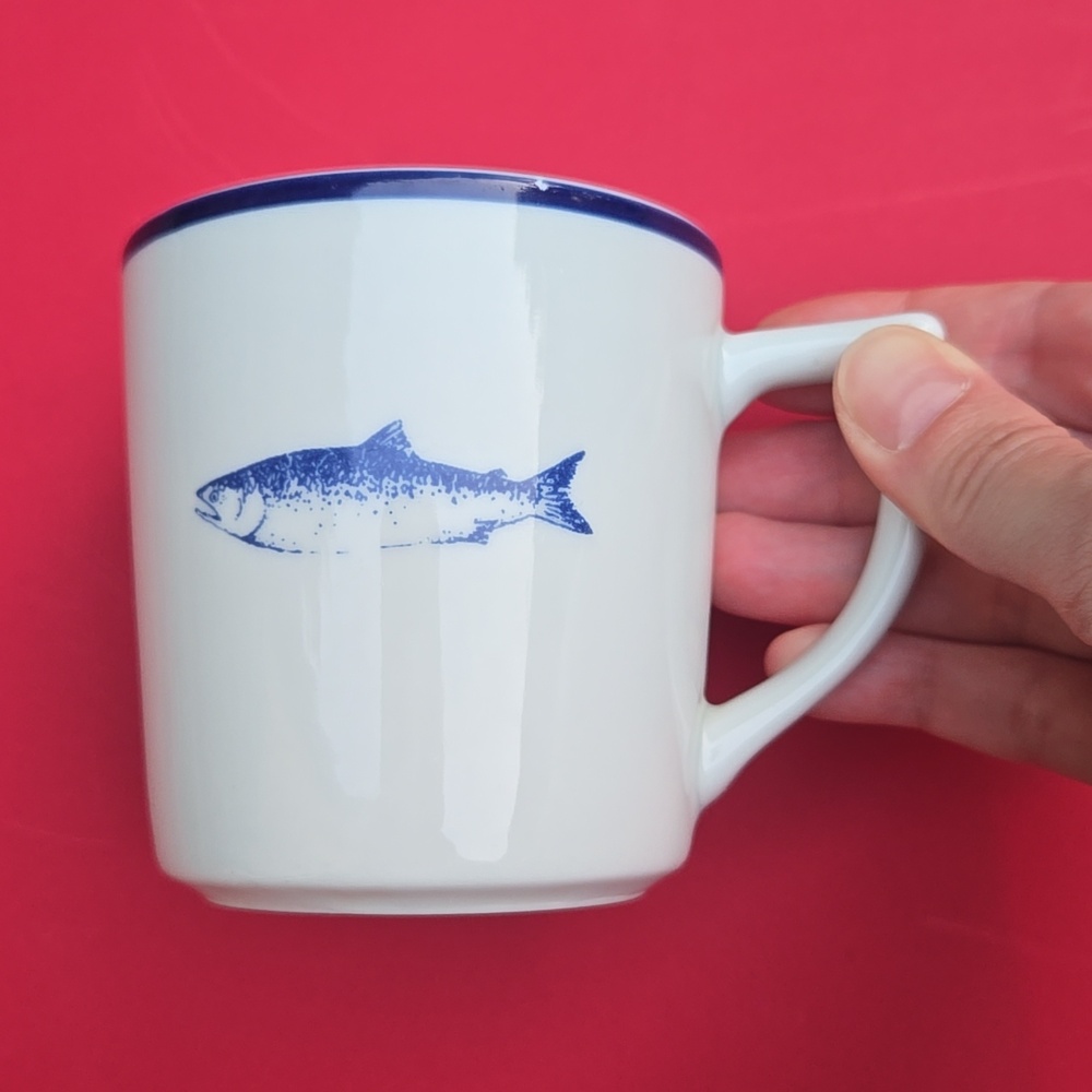White Ceramic Fish Coffee Mug Collectible Father's Day Old Money Replacement New